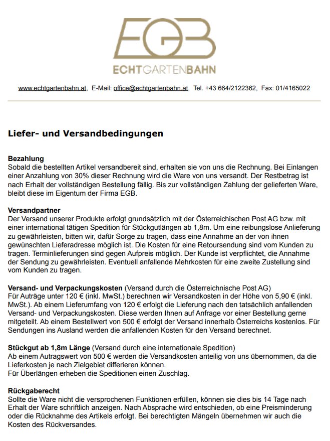 Liefer- und Versandbedingungen